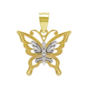 Charm America - Gold Butterfly Charm - 10 Karat Solid Gold - Butterly Pendant Jewelry (Style 1)