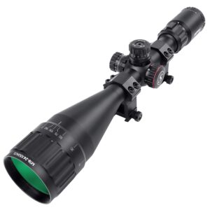 sniper mt 6-24x50 rifle scope with red/green/blue illuminated reticle riflescope, adjustable objective