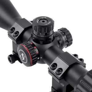 SNIPER MT 6-24x50 Rifle Scope with Red/Green/Blue Illuminated Reticle Riflescope, Adjustable Objective