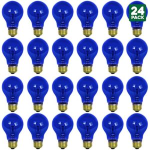 2 Pack of Sunlite 25 Watt A19 Colored, Medium Base, Transparent Blue