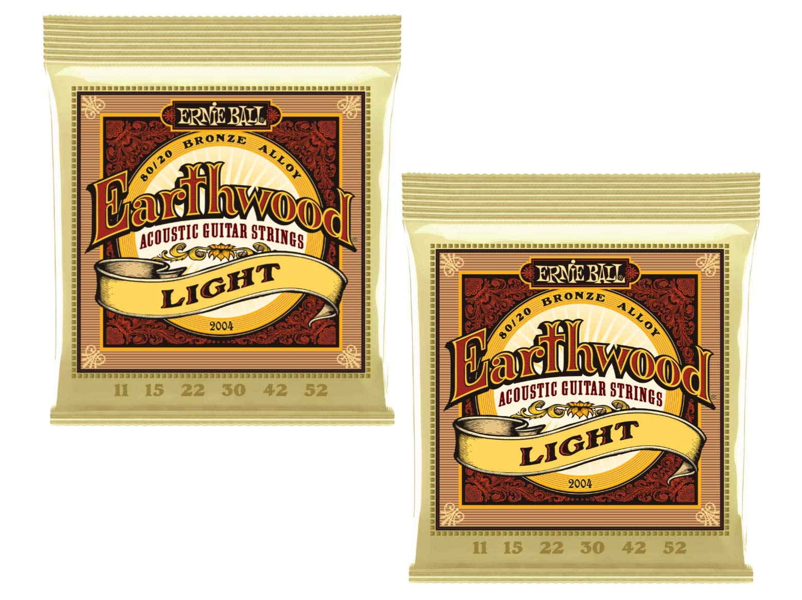 Ernie Ball Acoustic Guitar Strings - Earthwood 2006 80/20 - XL - 10-50 - 2 Pack