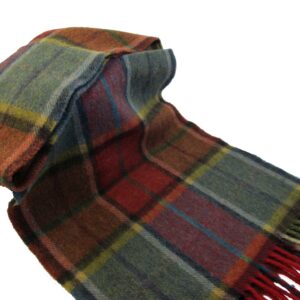 Biddy Murphy 100% Irish Lambswool Plaid Scarf, Soft & Warm, Celtic Tartan Pattern, Earthtone