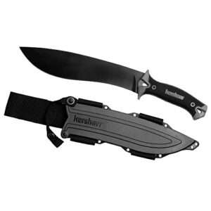 kershaw camp 10 machete, fixed blade knife, 10" 65mn carbon tool steel blade, includes sheath, camp series machete, outdoor and survival tool,black