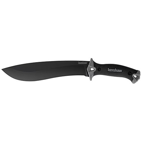 Kershaw Camp 10 Machete, Fixed Blade Knife, 10" 65Mn Carbon Tool Steel Blade, Includes Sheath, Camp Series Machete, Outdoor and Survival Tool,Black