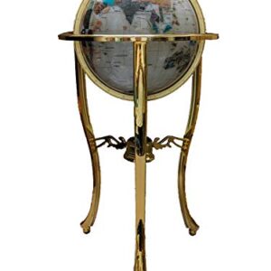 Unique Art 36-Inch by 13-Inch Floor Standing Pearl Ocean Gemstone World Globe with Gold Tripod