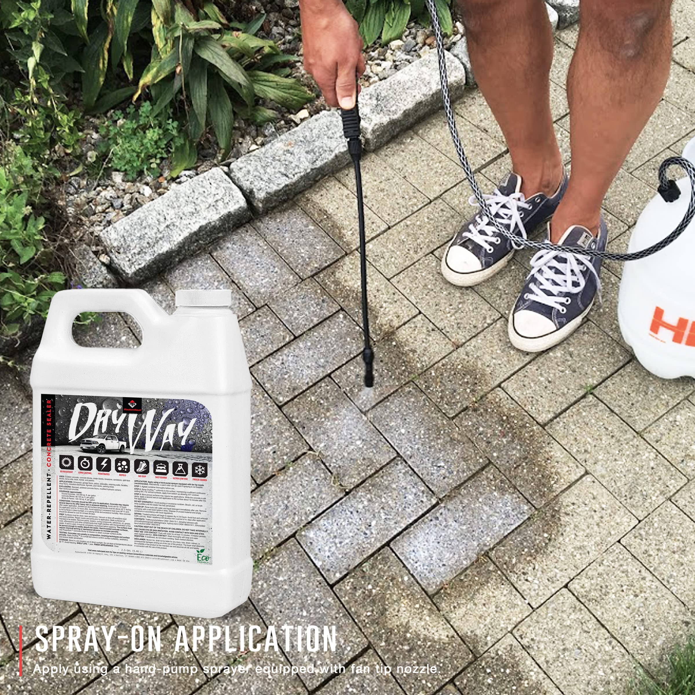 DryWay Water-Repellent Concrete Sealer - Penetrating Silane & Siloxane for Driveways, Garages, Patios, Pool Decks, Concrete, Brick & Pavers, Flat Finish, Interior/Exterior (5-Gallons)