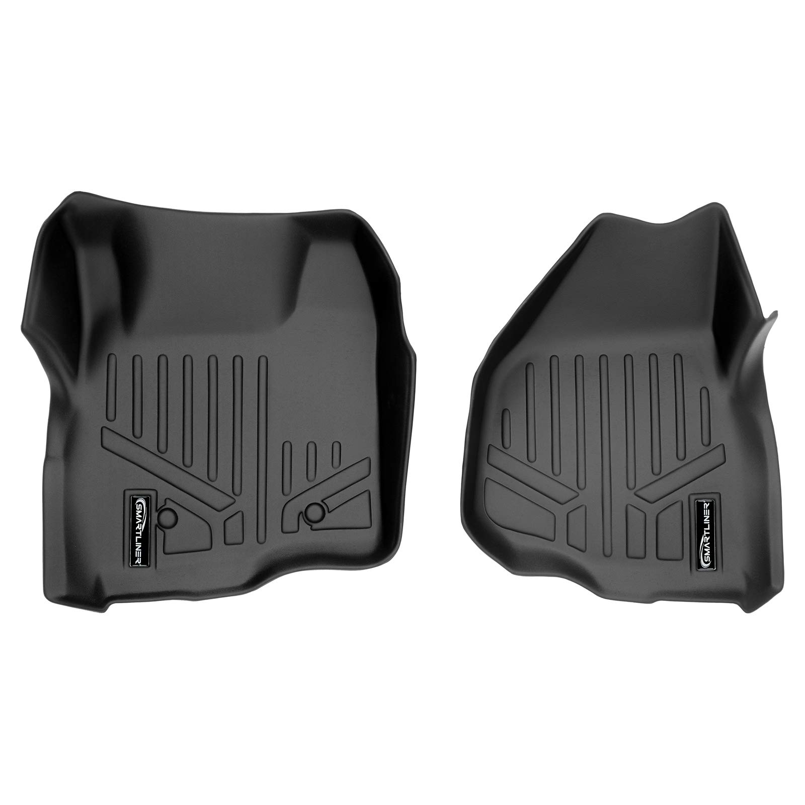 MAXLINER Floor Mats 1st Row Liner Set Black for 2011-2012 Ford F-250/F-350/F-450/F-550 Super Duty All Models with Depressed Drivers Side Pedal