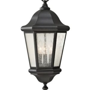 Sea Gull Lighting OL5911BK Martinsville Three Light Outdoor Pendant Lantern, Black