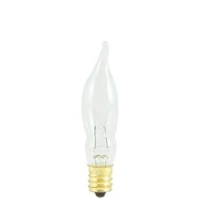 25 Pack - Bulbrite 7.5CFC/15/3 7.5W Flame Candelabra Tip Chandelier Bulb, Clear