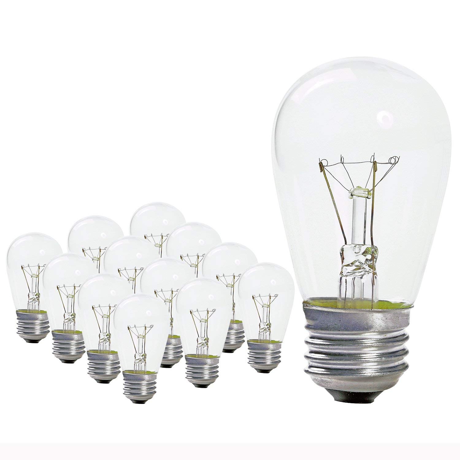 25 Pack 11 Watt S14 Medium Base 130 Volt 2500 Hour Clear Sign or Indicator Lightbulb