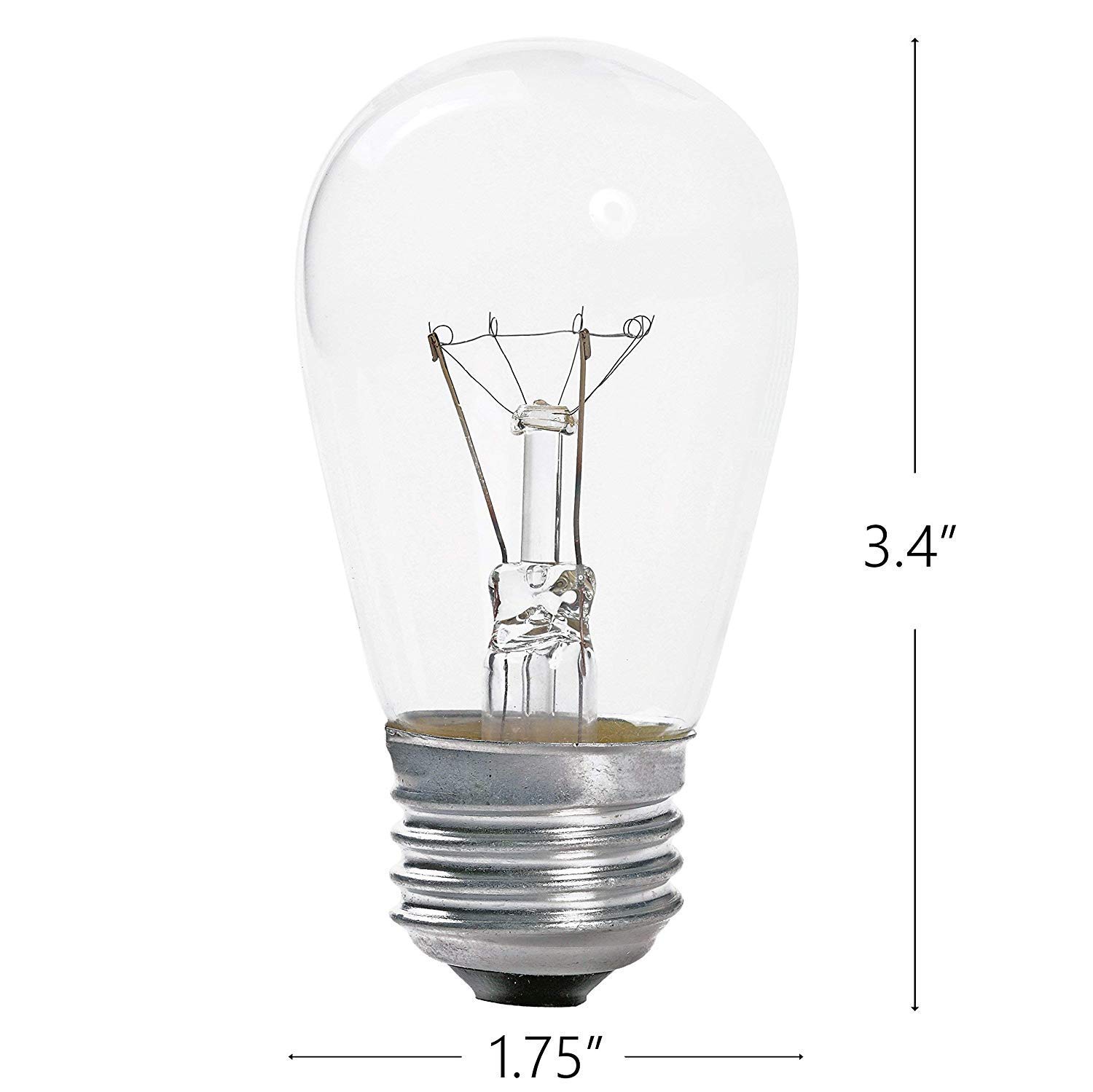 25 Pack 11 Watt S14 Medium Base 130 Volt 2500 Hour Clear Sign or Indicator Lightbulb