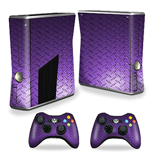 MightySkins Skin Compatible with X-Box 360 Xbox 360 S Console - Purple Diamond Plate | Protective, Durable, and Unique Vinyl wrap Cover | Easy to Apply, Remove, and Change Styles | Made in The USA