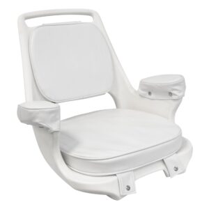 Wise 8WD1007-3-710 Captains Chair with Cushions and Mounting Plate, White