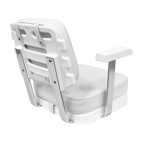 Wise 8WD562-3-710 Ladder Back Helm Chair with Arm Rests, Cushions and Mounting Plate, White