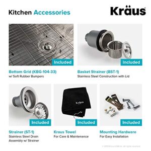 KRAUS Standart PRO 33-inch 16 Gauge Undermount 60/40 Double Bowl Stainless Steel Kitchen Sink, KHU104-33