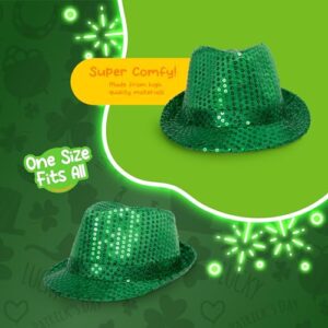 Windy City Novelties Glittering Green Sequin Fedora - St. Patrick's Day Party Hat for Celebrations & Stylish Nights Out