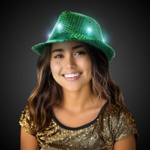 Windy City Novelties Glittering Green Sequin Fedora - St. Patrick's Day Party Hat for Celebrations & Stylish Nights Out