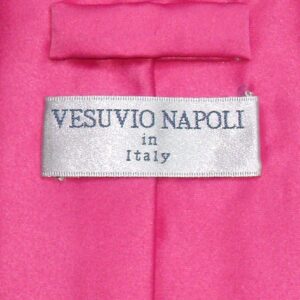 Vesuvio Napoli Solid HOT PINK FUCHSIA NeckTie & Handkerchief Men's Neck Tie Set