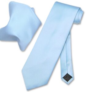 Vesuvio Napoli Solid BABY BLUE Color NeckTie & Handkerchief Men's Neck Tie Set