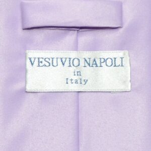 Vesuvio Napoli Solid Lavender Purple NeckTie & Handkerchief Men's Neck Tie Set, Lavender Light Purple, One Size