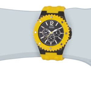 Men's Black Textured Dial Yellow Rubber