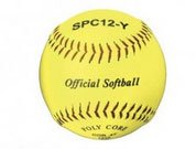 martin sports softball 12-inch yellow syntex leather ball