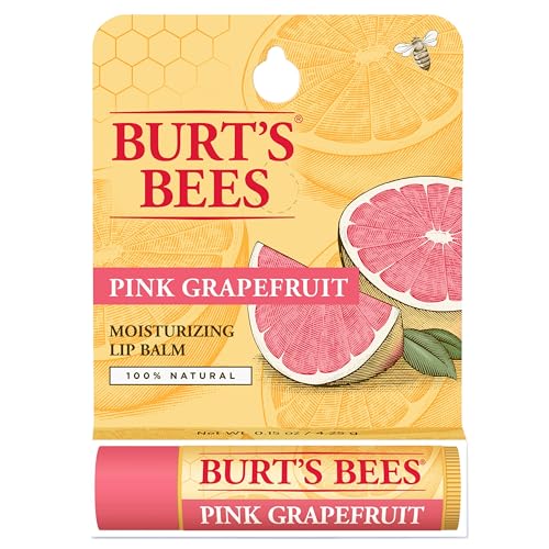 Burt's Bees 100% Natural Moisturizing Lip Balm, Pink Grapefruit with Beeswax & Fruit Extracts, 1 Tube