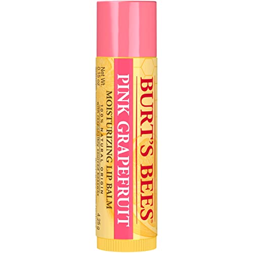 Burt's Bees 100% Natural Moisturizing Lip Balm, Pink Grapefruit with Beeswax & Fruit Extracts, 1 Tube