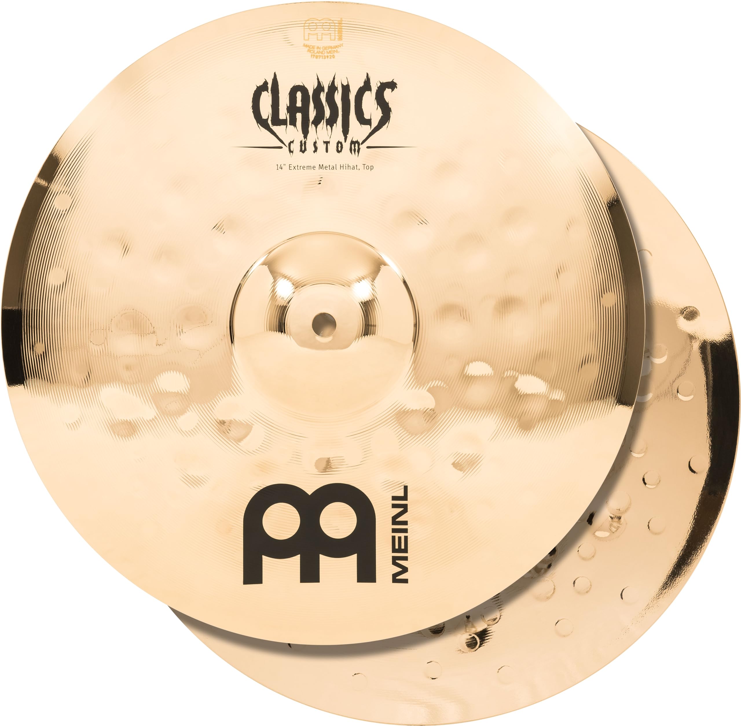 Meinl 14" Hihat (Hi Hat) Cymbal Pair - Classics Custom Extreme Metal - Made in Germany, 2-YEAR WARRANTY (CC14EMH-B)