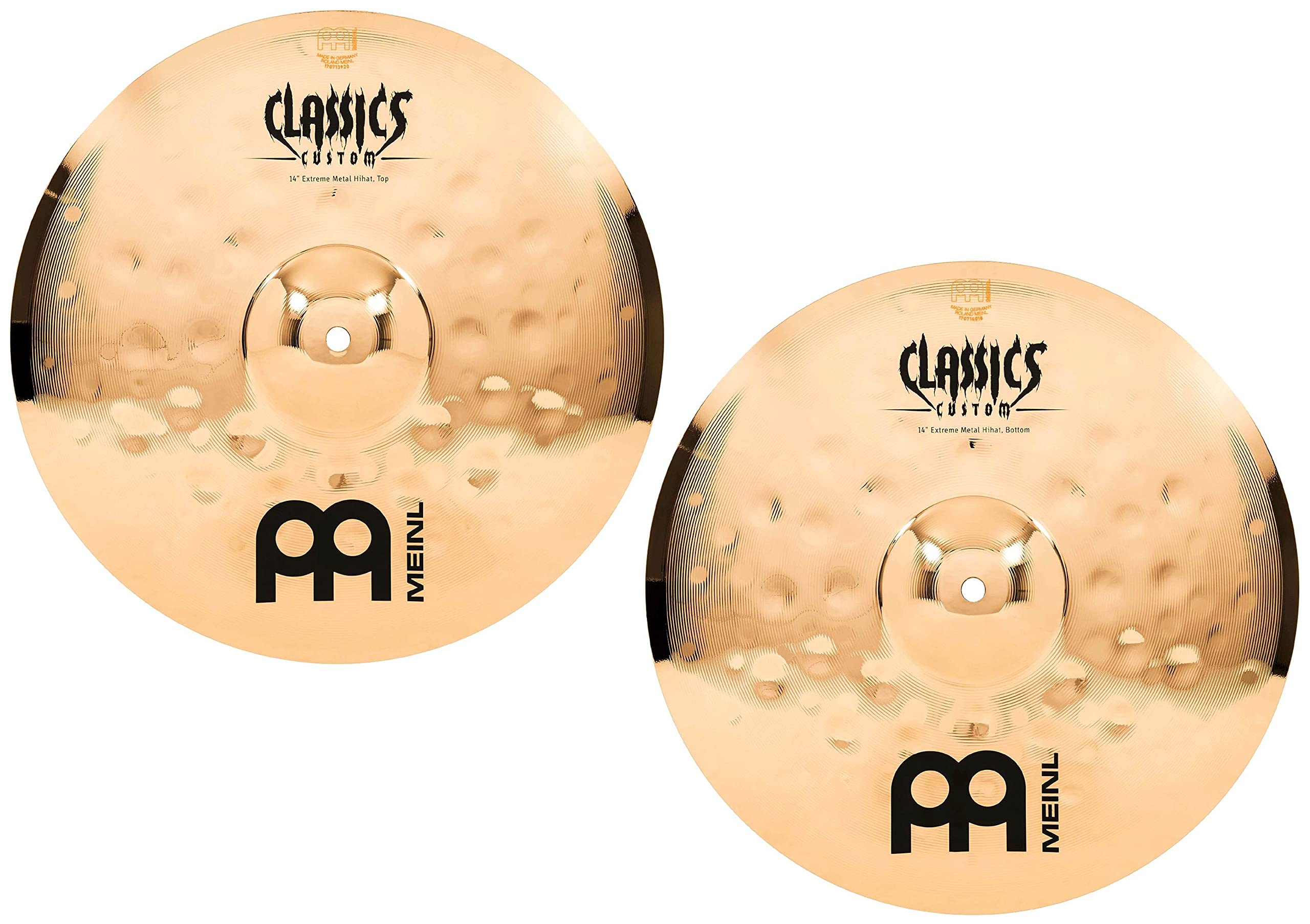 Meinl 14" Hihat (Hi Hat) Cymbal Pair - Classics Custom Extreme Metal - Made in Germany, 2-YEAR WARRANTY (CC14EMH-B)