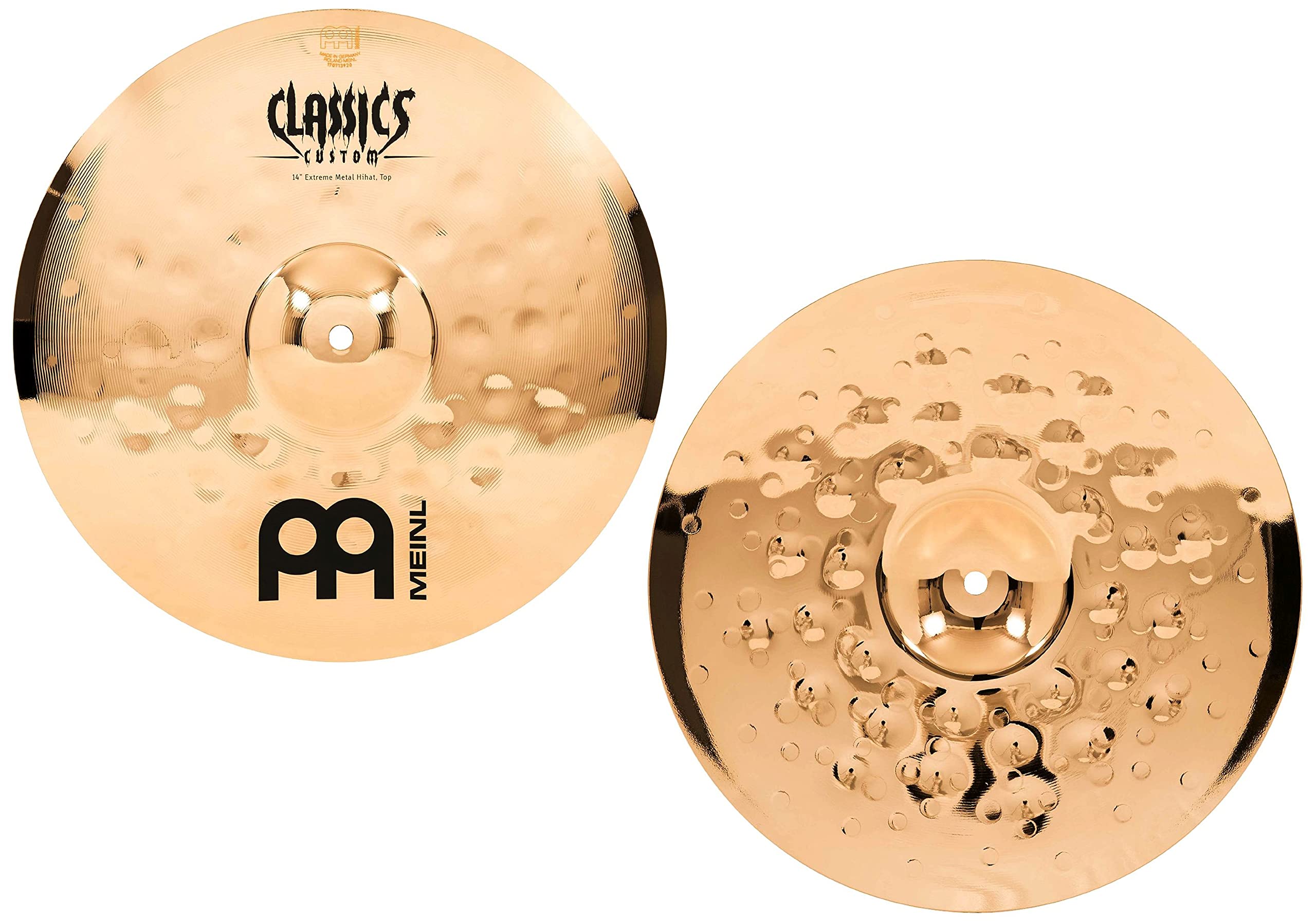 Meinl 14" Hihat (Hi Hat) Cymbal Pair - Classics Custom Extreme Metal - Made in Germany, 2-YEAR WARRANTY (CC14EMH-B)