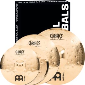 meinl cymbals cc-em480 classics custom extreme metal cymbal box set pack with 14" hi hat, 18" crash, 20" ride (video)