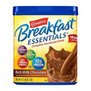 carnation breakfast essentials chocolate powder, 17.7-ounce jar (pack of 3)