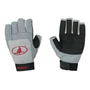 harken sport classic 3/4 finger glove, grey/black/red, x-large