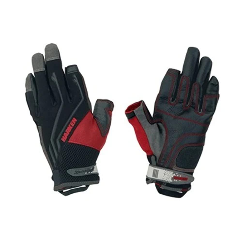 Harken Sport Classic 3/4 Finger Glove, Grey/Black/Red, X-Large