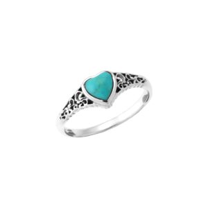 boma jewelry sterling silver turquoise heart ring, size 8