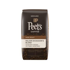 peet's coffee major dickason's blend, dark roast ground coffee, 12 oz