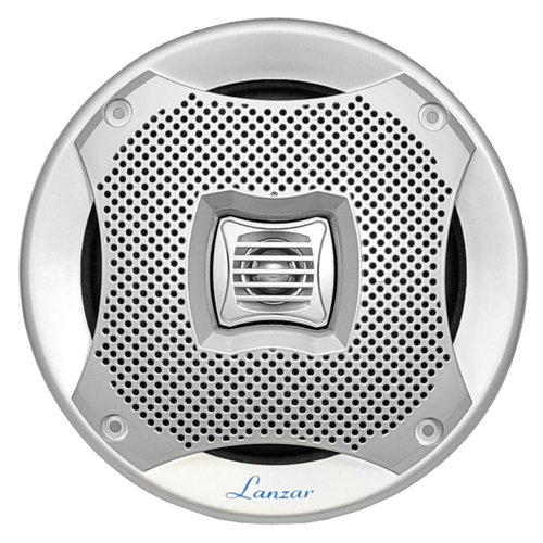 LANZAR 5.25” Marine 2-Way Speakers - Water Resistant Audio Stereo Sound System with 400 Watt Power, Attachable Grills and Resin Treatment for Indoor and Outdoor Use - 1 Pair in - AQ5CXS (Silver)