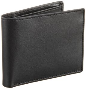 perry ellis portfolio men's gramercy 100% leather slimfold wallet with bifold closure, black, one size