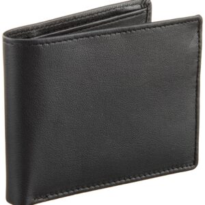 Perry Ellis Portfolio Men's Gramercy 100% Leather Slimfold Wallet With Bifold Closure, Black, One Size