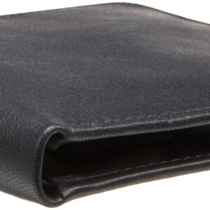 Perry Ellis Portfolio Men's Gramercy 100% Leather Slimfold Wallet With Bifold Closure, Black, One Size