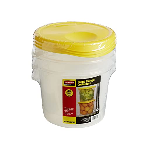 Rubbermaid Commercial Products Food Storage Container with Lid for Kitchen or Restaurant, Round and Clear, 6 Quart, Diashwasher Safe