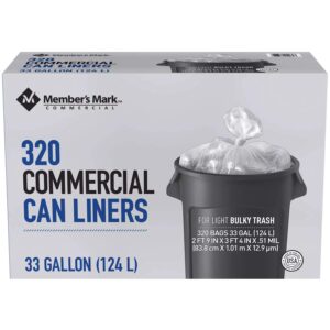 Member's Mark Commercial Can Liners - 33 Gal - 320 ct.