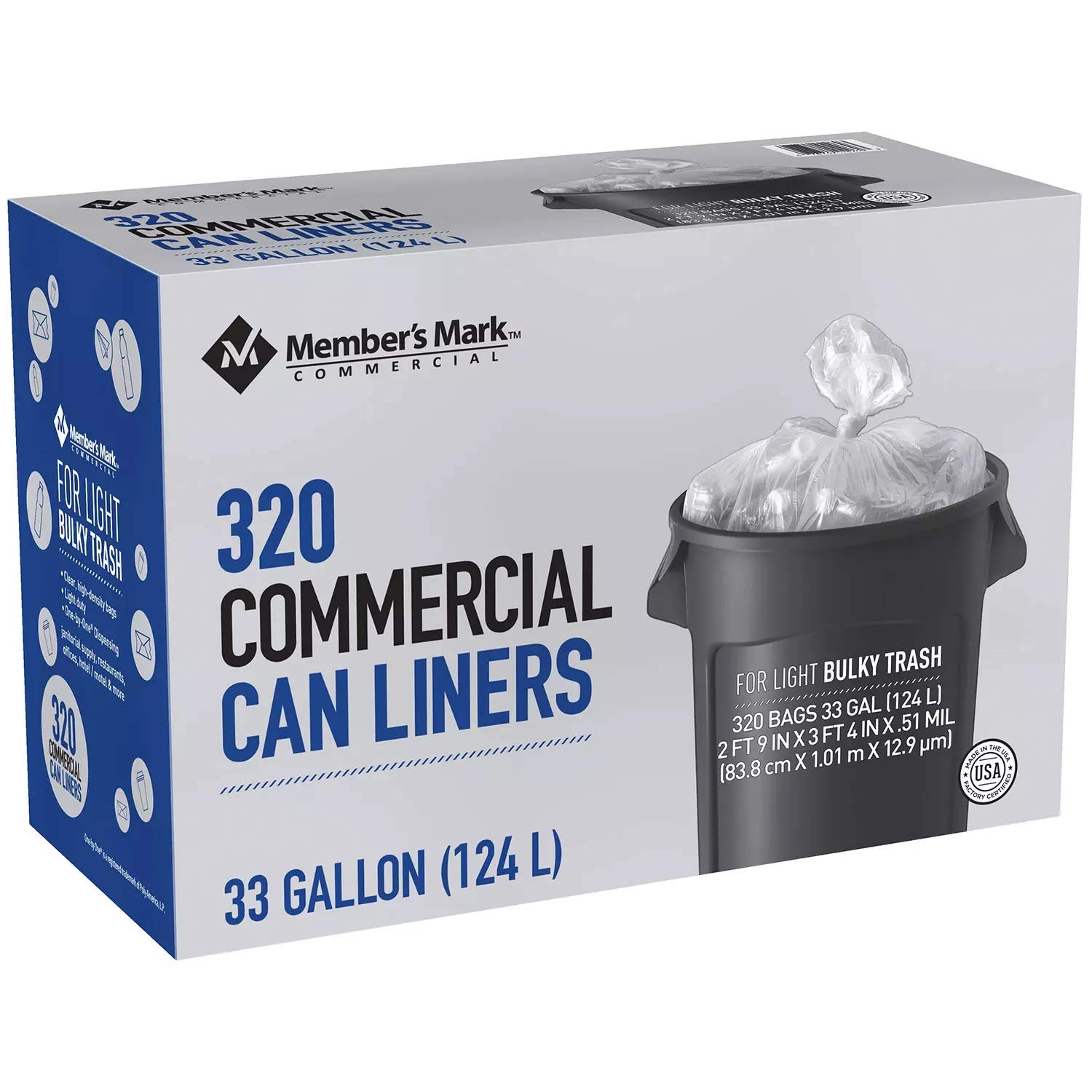 Member's Mark Commercial Can Liners - 33 Gal - 320 ct.