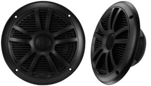 boss audio systems mr6b 6.5 inch marine stereo boat speakers - 180 watts (pair), 2 way, full range, tweeters, coaxial, weatherproof, sold in pairs