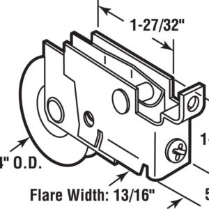 Prime-Line D 1519 Single 1-1/4 In. Steel Ball Bearing Roller, F-Tab Style, Adjustable (Single Pack)