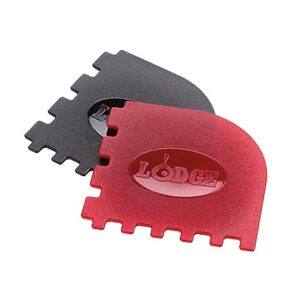 Lodge SCRAPERGPK Durable Grill Pan Scrapers, Red and Black, 8.25 x 4.625 x.5, 2 Count (Pack of 1)