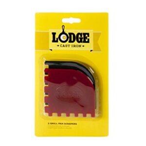 Lodge SCRAPERGPK Durable Grill Pan Scrapers, Red and Black, 8.25 x 4.625 x.5, 2 Count (Pack of 1)