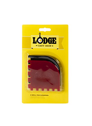 Lodge SCRAPERGPK Durable Grill Pan Scrapers, Red and Black, 8.25 x 4.625 x.5, 2 Count (Pack of 1)