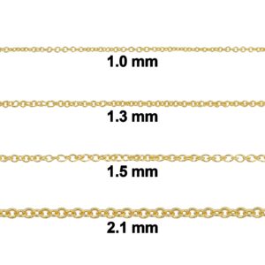 Kooljewelry 14k Yellow Gold Filled Cable Pendant Chain Necklace (1.3 mm, 18 inch)